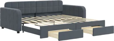 Obrázok produktu pre vidaXL Denná rozkladacia posteľ so zásuvkami tmavosivá 90x190 cm zamat
