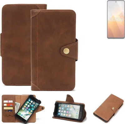 Produktbild von K-S-Trade Handyhülle kompatibel mit Vivo Y100t Schutz Hülle Walletcase Bookstyle Tasche Case Handytasche Wallet Flipcase Cover PolyurethanBraun (1x)