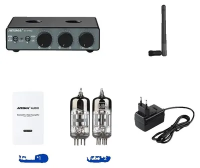 Zdjęcie produktu dla Przedwzmacniacz lampowy, łączność Bluetooth, regulacja tonów, z wtyczką zgodną z normami UE