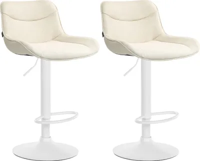 Produktbild von 2er Set Barhocker HLO-CP304 Stoff weiß  creme