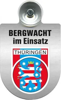 Produktbild von Einsatzschild mit Saugnapf - Bergwacht im Einsatz - incl. Regionenwappen nach Wahl 393807 Color - Region Thüringen