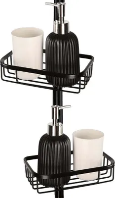 Productafbeelding van Goliving doucheplank, hangend – zonder boren – keukenplank – set van 2 – accessoires voor de badkamer – zwart