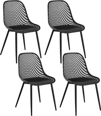 Produktbild von Klihome Esszimmerstühle 4er Set, mit Rückenlehne Metallbeinen, Küchenstuhl, Schwarz