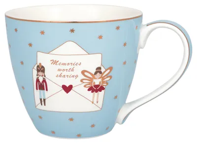 Produktbild von Greengate Xmas letter Tasse pale blue 0,3l