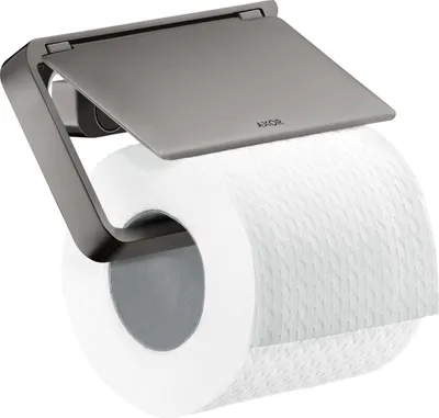Obrázok produktu pre AXOR Univerzálny držiak na toaletný papier Softsquare s vekom Leštený čierny chróm, 42836330