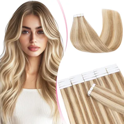 Produktbild von Selbstklebende Haarverlängerungen - Natürlich 20 Stück, 35 cm, Goldbraun & Blond
