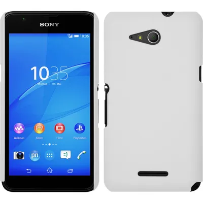 Produktbild von PhoneNatic Case kompatibel mit Sony Xperia E4g - Hülle weiß gummiert Hard-case Cover