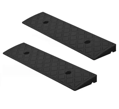 Immagine prodotto di set di 2 - Rampa carrabile 49x13x3 cm | rampa per marciapiede | cuneo carrabile | rampa per sedia a rotelle | rampa di soglia per moto, auto, sedia a rotelle, rimorchio, carriola | ausilio carrabile - rampa in plastica | rampa per soglia di porta