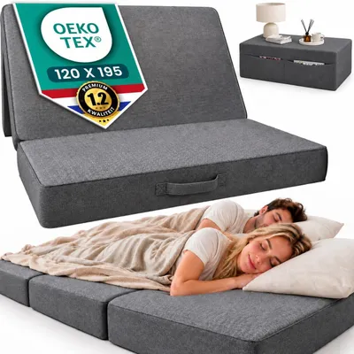Obrázek produktu pro Skládací přistýlová matrace o rozměrech 120 x 195 cm a tloušťkou 14 cm, s odnímatelným potahem