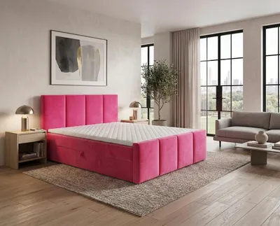 Produktbild von Boxspringbett OSLO II 180 x 200 cm Amor Velvet 16 Dunkelrosa Bett mit zwei Bettkästen und H3 Matratze,Komplett-Set mit Matratze und Topper