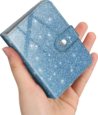 Produktbild von Fintie Mini Fotoalbum für 2x3 Zoll Filme - 52 Taschen kleine Alben für Fujifilm Instax Mini Sofortbildkamera/Polaroid Hi-Print Bilder, Kpop Fotokartenhalter Binder, Glitzerndes Blau