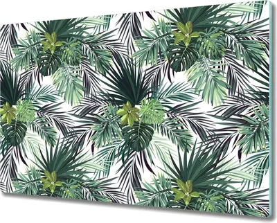 Produktbild von Glas-Herdabdeckplatte Glaskeramikkochfeld-Abdeckung Spritzschutz - 80x52 cm - Tropische Blätter