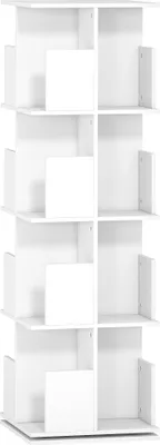 Produktbild von DrehbaresBücherregalmit4Ebenen,16Fächer,leichtzugänglich,fürSchlafzimmer,Wohnzimmer,Arbeitszimmer,Spanplatte,Weiß