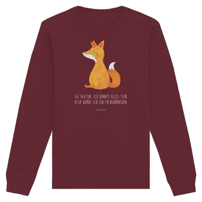Produktbild von Mr. & Mrs. Panda Baumwoll Pullover Einhorn Fuchs Größe XL - Burgundy - Geschenk, Unicorns, Rundhals Sweatshirt, Einhörner, Unicorn, Fuchshörnchen, Füchse, Bio, Pulli