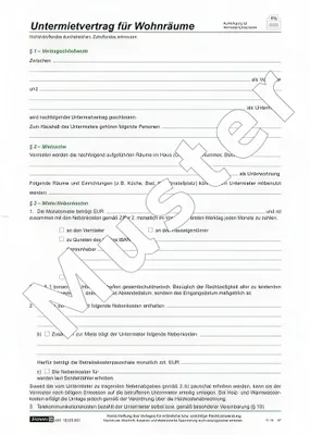 Produktbild von BRUNNEN Untermietvertrag 4 Seiten 1025201