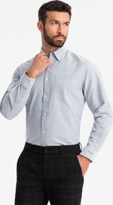 Zdjęcie produktu dla Ombre Clothing Koszulka męska z długim rękawem Jobe jasnoszary S