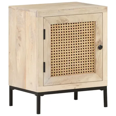 Produktbild von Nachttisch 40x30x50 cm Mango Massivholz und Rohrgeflecht
