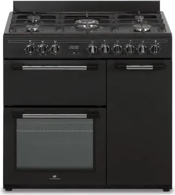 Image de Cuisinière Piano Gaz CONTINENTAL EDISON CECP903FB, 3 Fours Électriques, 5 Feux, 90 cm, Noir