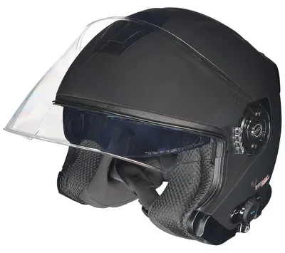 Produktbild von RF-586 Bluetooth Jethelm Motorradhelm Jet Motorrad Roller Bobber Helm rueger Schwarz Matt S (55-56)
