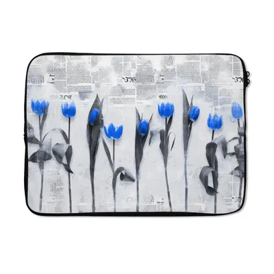 Produktbild von MuchoWow® Laptop Hülle 13 Zoll Blumen - Tulpen - Blau Laptoptasche - Laptophülle - Sleeve - Rundumschutz