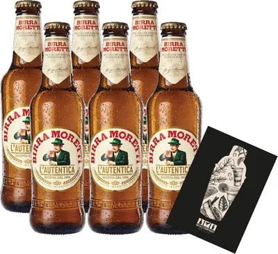 Produktbild von Birra Moretti 6er Set Bier Lautentica 6x 0,33L (4,6% Vol) italienisches Bier - [Enthält Sulfite]