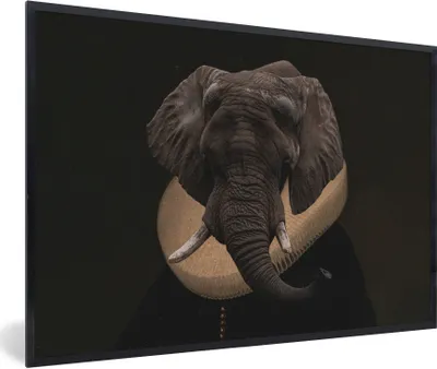 Produktbild von MuchoWow® Gerahmtes Poster Alte Meister - Elefant - Kunst 90x60 cm - Poster mit Schwarzem Bilderrahmen Wandposter Rahmen Foto Bilder - Fotorahmen - Foto-Plakat