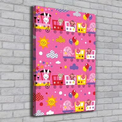 Produktbild von Tulup® Leinwandbild - 70x100cm - Wandkunst - Drucke auf Leinwand - Leinwanddruck - Wohnzimmer Wanddekoration XXL - Wohnung Deko Kunstdrucke - Kinderzimmer - Rosa - Fröhlicher Zug