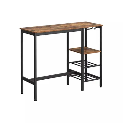 Zdjęcie produktu dla Stół barowy In And OutdoorMatch Viviane - Prostokątny - Industrialny - Stół barowy do wnętrz i na zewnątrz - Metal i drewno - 120x60x90cm