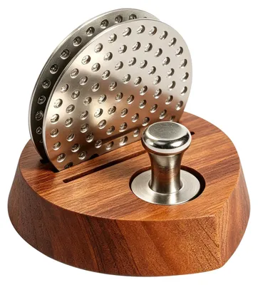 Espresso Puck Sieb 4er Set 53,3 mm mit Holzständer