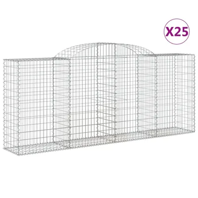 Produktbild von Gabionen mit Hochbogen 25 Stk 300x50x120/140cm Verzinktes Eisen