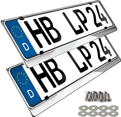 Produktbild von 2 Kennzeichenhalter Edelstahl poliert Kennzeichen Halter