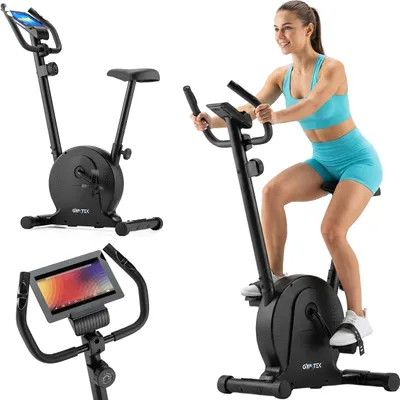 Obrázok produktu pre Gymtek® Magnetický domáci trenažér, fitness bicykel – do 100 kg – 8 úrovní odporu, 3,5 kg setrvačná hmotnosť – LCD displej – pre domáce posilňovne