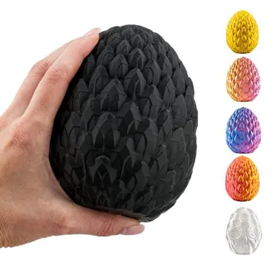 Image de Œuf Décoratif 3D 12 cm – pièce fantasy de collection et déco | œuf de dragon – Noir