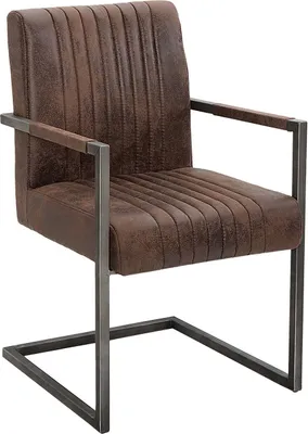 Zdjęcie produktu dla BIG ASTON krzesło wspornikowe z podłokietnikami z mikrofibry vintage brązowe