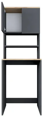 Image de Meuble pour lave-linge en Bois MDF noyer et anthracite - L 65 × P 60 × H 183,6 cm