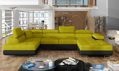 Produktbild von NABBI Ecksofa U mit Zerlegung Rossano U L - Gelb Schwarz