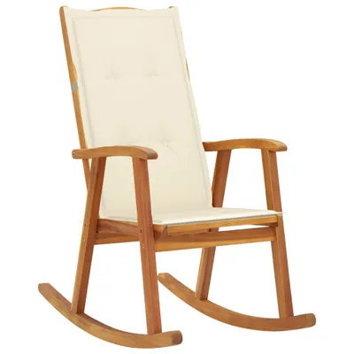 Image de vidaXL 3064181 Chaise à bascule avec coussins Bois d'acacia massif (311844+43181)