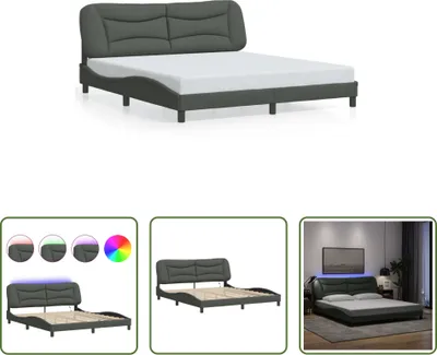 Produktbild von The Living Store Bettgestell mit LED Dunkelgrau 180x200 cm Stoff
