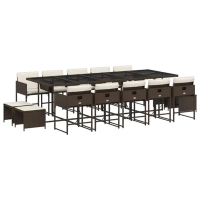 Produktbild von vidaXL 15-tlg. Garten-Essgruppe mit Kissen Braun Poly Rattan
