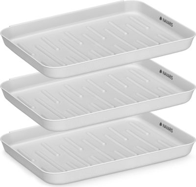 Navaris 3x Schuhabtropfschale Schuhmatte Ablage klein - Schuhablage 35x27x2,5cm mit erhöhtem Rand - Abtropfschale Grau für Schuhe Regen Herbst Winter
