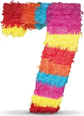 Produktbild von Pinata Zahl 7 Kindergeburtstag Schlagpinata 50 x 35 x 8cm Geburtstagsdeko Party Schlagspiel zum 7-ten Geburtstag