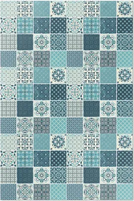 Imagen del producto de Azulejos decorativos con motivos estampados – Alfombra de vinilo – 120x180 cm – Alfombra para interiores – Ideal para pasillos – Fácil de limpiar – Diseño moderno
