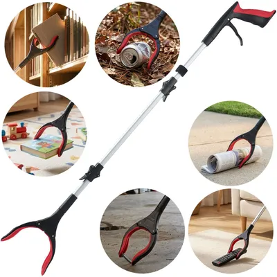 Produktbild von Faltbare Greifzange 92cm aus leichtem Aluminium mit starker Magnetspitze & Antirutsch-Griff – Für Senioren, fürs Bücken, Aufheben, den Garten & mehr