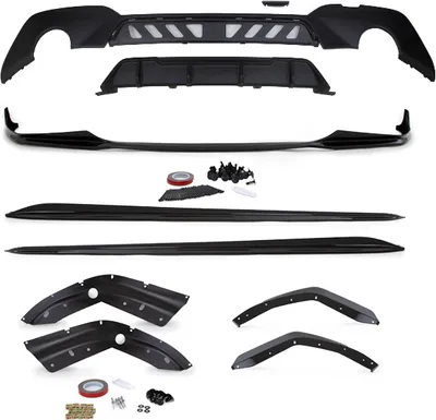 Produktbild von Set Sport-Performance Spoiler+Diffusor+Seitenschwelleransätze Schwarz Glanz für den BMW 3er G20 G21 M-Paket ab 2019