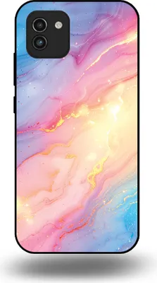Produktbild von Smartphonica Telefon Fall geeignet für Samsung Galaxy A03 mit Regenbogen Glitter Marble Print - TPU Backcover Fall Regenbogen Glitter Marble Design