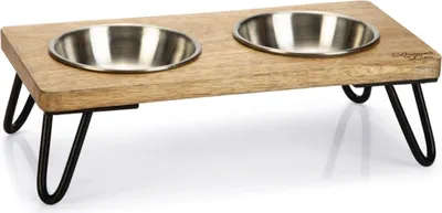 Immagine prodotto di Disegnato da Lotte Linga - Set da pranzo gatto - Legno/metallo - Incl. din. 2 ciotole