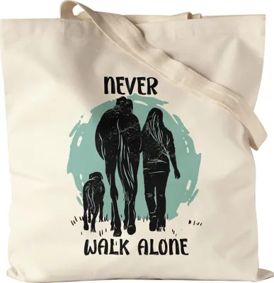 Produktbild von Never Walk Alone Stoffbeutel Jutebeutel Canvas Tiere Tierliebe Pferd Hund Pferdeflüsterer Natur Wald Spaziergang Liebe Reiten