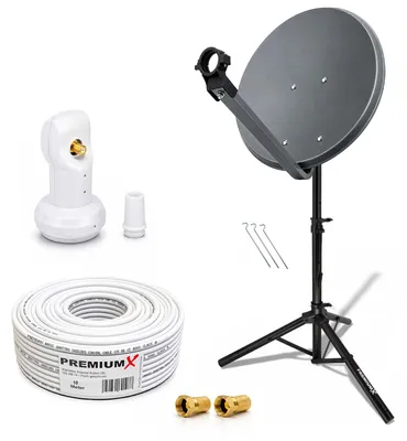 Produktbild von PremiumX Camping SAT Anlage 45cm Antenne Single LNB Stativ Kabel F-Stecker