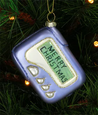 Productafbeelding van Kerstornament van glas, 9 cm, paginavorm, paars
