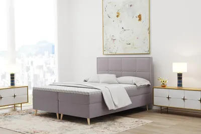 Produktbild von Boxspringbett Schlafzimmerbett RENAN 200x220cm in Stoff Riviera Flieder